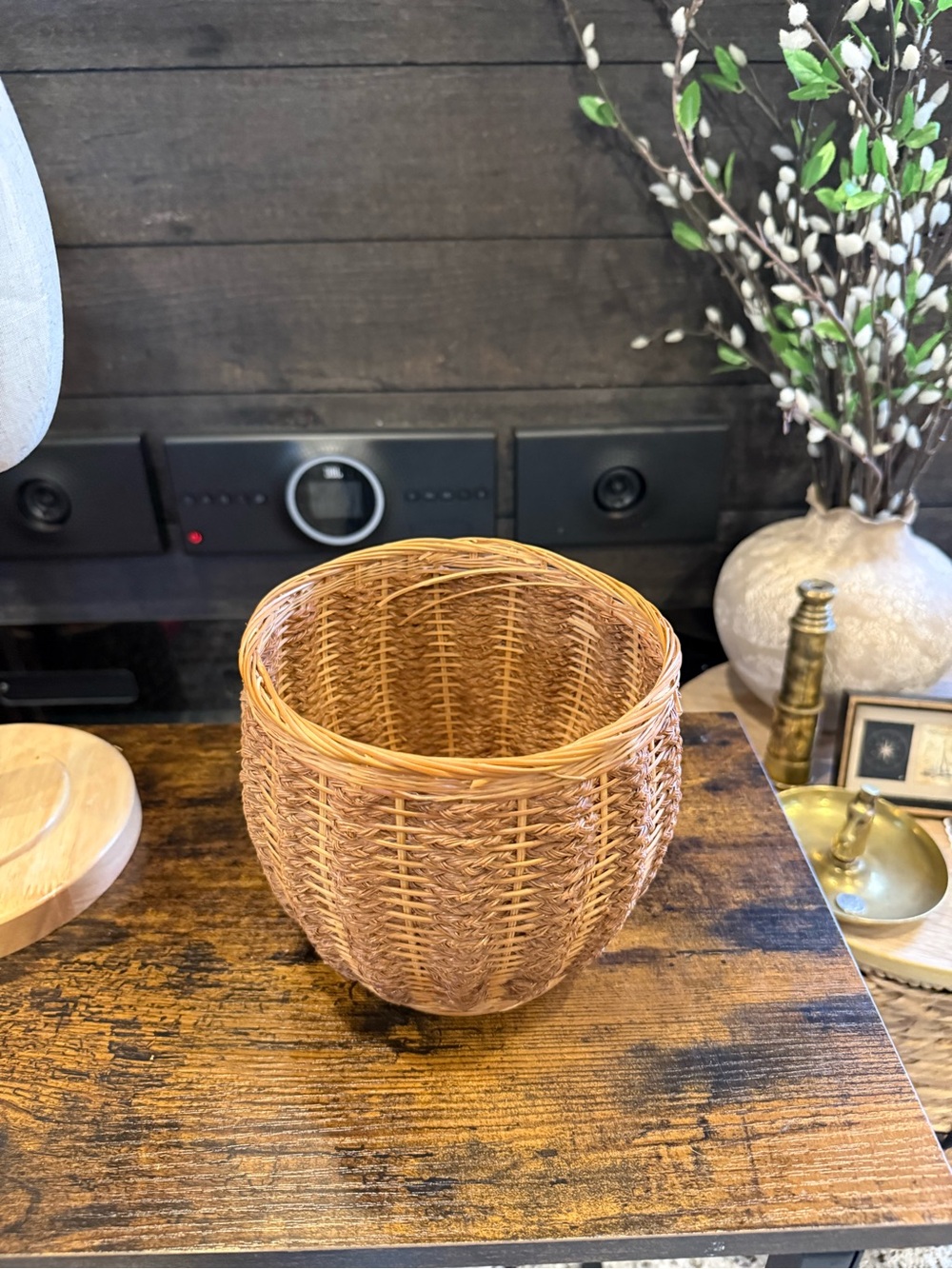 Handwoven Natural Rattan Basket - Brown